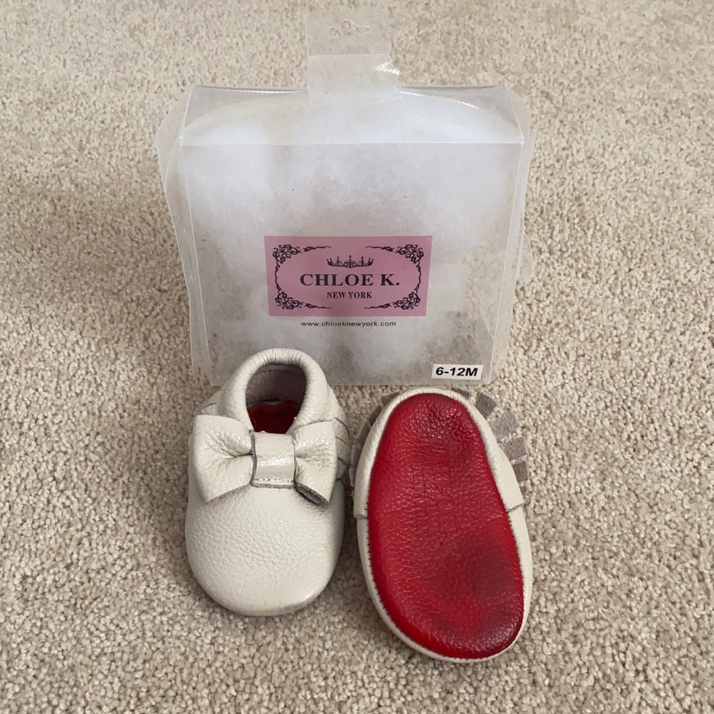 Chloe K red bottom moccs. Still in great condition. Slight discoloration on sole